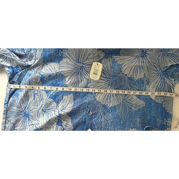 NEW Royaura Hawaiian Blue Floral Mens Button Shirt Short Sleeve 3XL NWT - Picture 9 of 10